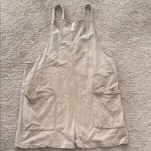 Mono B Beige Sleeveless Textured Oversized Jumpsuit